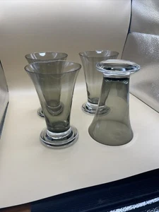 4er Set schwere Unterseite Flare Top Trinkgläser rauchgrau 6 Zoll Barware schick - Bild 1 von 4