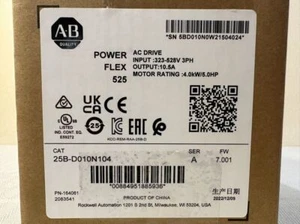 25B-D010N104 Nuevo Allen Bradley SER A Powerflex 525 AC Drive 4KW 5HP 25BD010N104 - Imagen 1 de 4