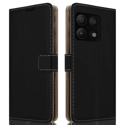 HSP Coque Pour OnePlus 10 Pro 5G | Noir Étui À Rabat En Cuir Magnétique - Photo 1/4