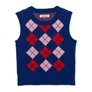 Nik and Leksi Girls Lightweight Navy Sleeveless Sweater Vest, Size M (7-8) - Picture 1 of 3