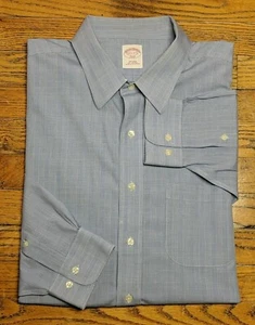 Brooks Brothers 346 Mens Button Up Dress Shirt 17.5 - 2/3 Blue Non Iron Cotton - Picture 1 of 7