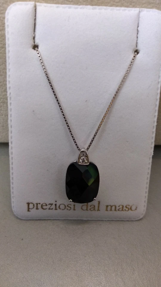 Collana in argento 925 con pietra nera e zirconi - Immagine 1 di 1