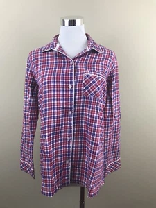 Victoria's Secret Multi Color Plaid Fleece Small Button Front Pajama Top - Foto 1 di 7