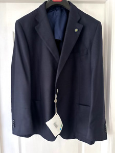 LUBIAM L8  wool sport coat navy blue Size 48 Euro 60  NWT Italy