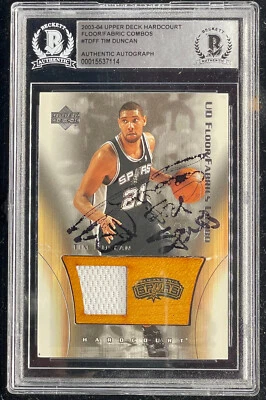 Tim Duncan 2003-04 Upper Deck "Floor/Fabric" Signed Rookie Card Beckett BGS (RC) - Image 1 of 3