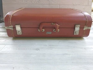 Vintage Brown LEATHER LUCE 24" Suitcase - Picture 1 of 12