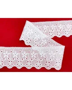 Pizzo merletto sangallo passamaneria 6cm san gallo 4BF55G smerlato balza unica - Foto 1 di 4