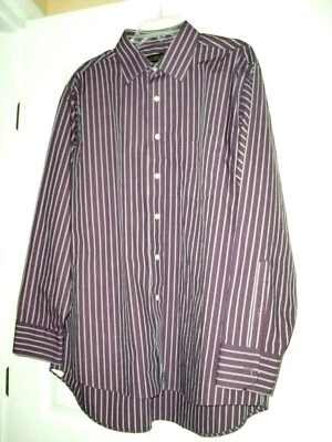 Men~DONALD J.TRUMP~STRIPED~POCKET~100%COTTON~Button Down Shirt size 17 1/2-34/35 - Image 1 of 4