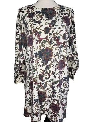 Victoria's Secret Night Shirt Large Vintage Gold Label L/S Beige Floral Pullover - Image 1 of 4