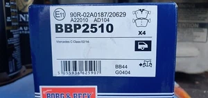 Borg & Beck Rear Brake Pad Set - BBP2510 fits Mercedes C Class(W,S205)02/14- - Picture 1 of 3