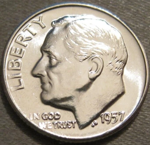 BETTER AS SHOWN - 1957 D UNCIRCULATED ROOSEVELT DIME *** 90% SILVER *** 355 Cover