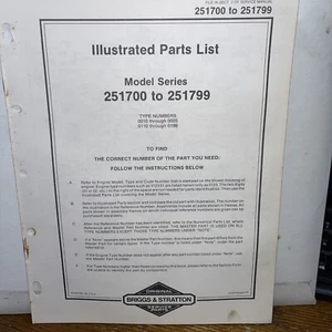 Briggs & Stratton Engine Models 251700 to 251799 Illustrated Parts Catalog List - Picture 1 of 2