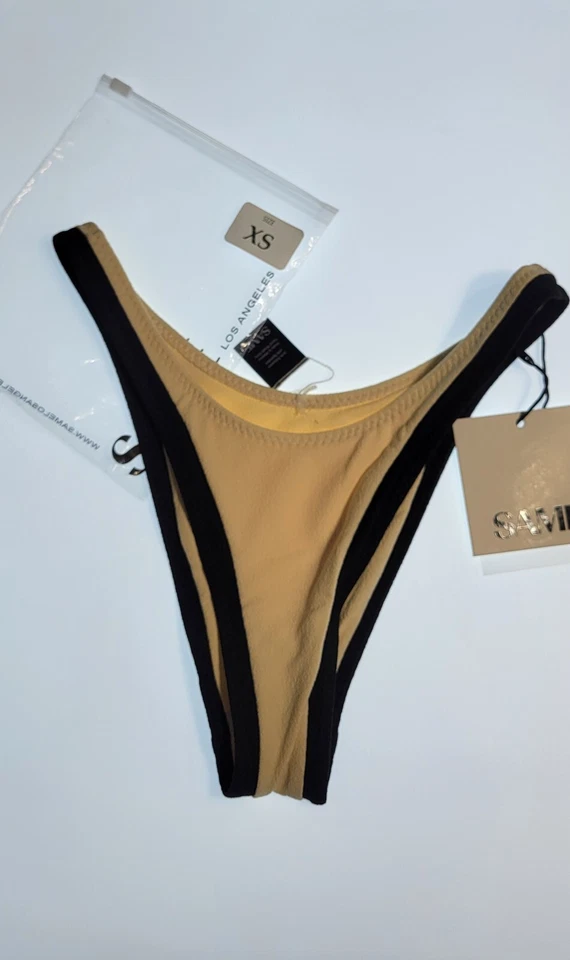 MISMO Los Angeles Bottom Nadar Mujer Tiro Alto Sólido Talla XS Imitación Gamuza Beige Foto 1 de 4