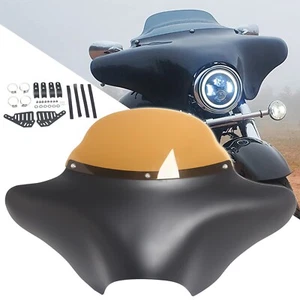 Matte Black Front Outer Batwing Fairing+Windshield For Harley Touring Softail - Picture 1 of 12