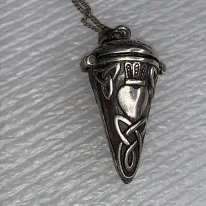 Keltischer Claddagh Herz Pendel Öffnung Anhänger Liebeszauber 925 Silber Kette 18" - Bild 1 von 5