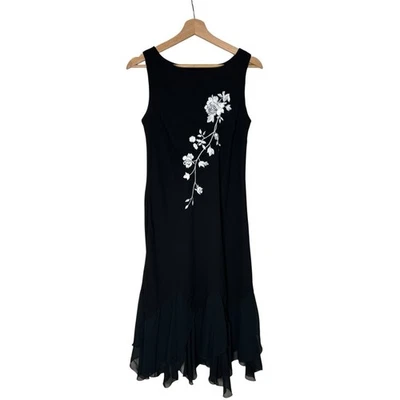 Y2k Whimsigoth Negro Floral Bordado Transparente Volantes Talla M Dark Fairy Grunge  Foto 1 de 4