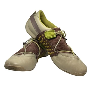 Y2K Puma Mostro or Similar Low Profile Sneakers Beige Brown Suede Yellow Studs - Picture 1 of 16