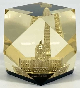 Vtg Washington DC Monument & The US Capitol Souvenir 14 side Acrylic Paperweight - Afbeelding 1 van 15