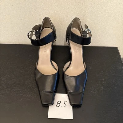 Zapatos de salón de cuero Apostrophe negros con hebilla de tacón alto para mujer talla 8,5 punta cuadrada Foto 1 de 4