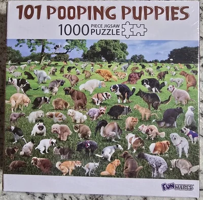 Funwares 101 Pooping Puppies 1000 Piece Jigsaw Puzzle Humorous Dogs Gag Gift NEW - Image 1 of 2