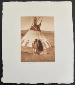 Edward S. Curtis 1910 A Child's Lodge - Piegan aus Original Foto Negativ - Bild 1 von 6
