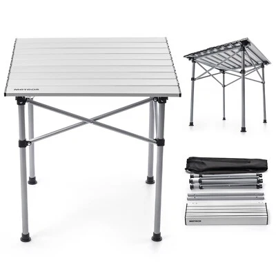 METEOR ALU Campingtisch Tisch Gartentisch Camping inkl. klappbar bis 50 KG SILBER Tisch