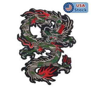 11.8'' Large Camouflage Dragon Iron On Sew On Patch Embroidered Applique Badge - Picture 1 of 8