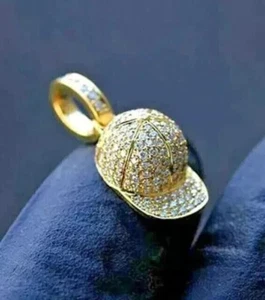 Anhänger Kappe 3 kt Rundschliff Laborgefertigt Diamant 14 K Gelbgold vergoldet - Bild 1 von 11