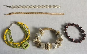 5 Pulseras Estate Plata Metal Estrás Brazalete Cuentas 1 Napier - Imagen 1 de 6