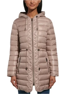 Kenneth Cole Women's Quilted Anorak Hooded Brown Puffer Coat Jacket S M L XL XXL - Picture 1 of 3