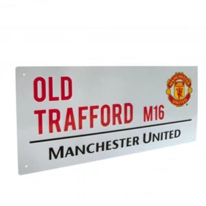 Manchester United FC Old Trafford weißes Straßenschild - Bild 1 von 4