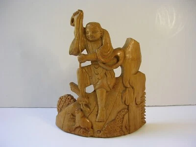 Vintage Chinese Hand-carved Bamboo Figure of an Immortal - Image 1 of 4