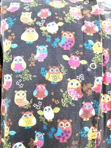 UA SCRUBS Women's Owl Pattern Scrub Top Animal Long Sleeve Pockets - Picture 1 of 9
