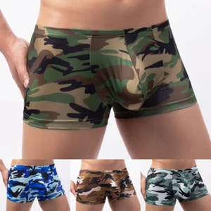 Mens Trunks Boxer Briefs Sexy Underwear Shorts Underpants Camouflage Panties US* - Picture 1 of 25