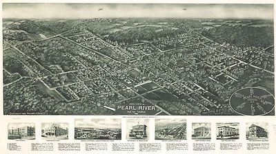 1924 BIRD'S EYE VIEW OF PEARL RIVER, ROCKLAND COUNTY, NEW YORK COPY POSTER MAP - Image 1 of 2
