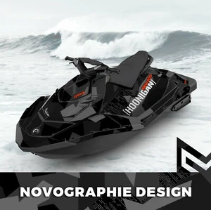Seadoo SPARK trixx Bombardier 2up 3up Jet Ski Graphic Kit Decal Wrap Custom GREY - Picture 1 of 3