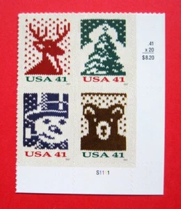 Sc # 4207-4210 ~ Plate # Block ~ 41 cent Holiday Knits Issue - Picture 1 of 1