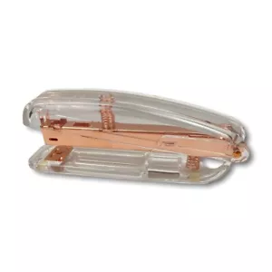 Clear Acrylic Rose Gold Stapler Copper Color Desktop Stationery Home School - Picture 1 of 7