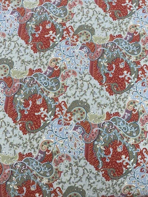 Pottery Barn Montreal  FULL/QUEEN DUVET COVER 83x91 Red Rust Green Paisley Italy - Image 1 of 4