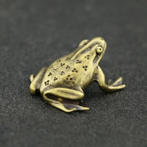 Solid Brass Frog Figurine Small Statue Home Ornament Figurines Collectibles - Picture 1 of 9