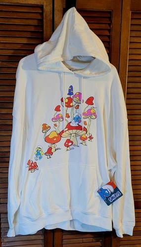 OFF WHITE Felpa con cappuccio donna Puffi Boyfriend nuova con etichetta 3XL (21) misto cotone morbido