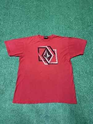 Vintage Volcom Y2K T-Shirt Men Size Large Red Surf Skate Grunge Graphic MARKED - Image 1 of 4