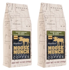 Moose Munch Northwest Blend Gourmet Ground Coffee 2 BAGS 12oz EACH - Picture 1 of 5