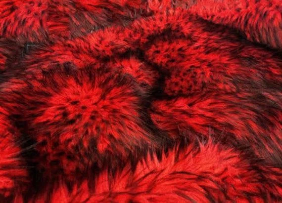 Husky Red faux Synthetic Fur upholstery Fabric by the yard 60" wide - Image 1 of 1