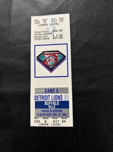 1994 Detroit Lions Ticket Stub. full Buffalo Bills Thanksgiving barry SANDERS - Picture 1 of 2