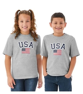 NWT Member's Mark Unisex Kids Americana USA Tee, Gray - L & XL - Picture 1 of 7