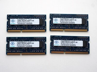Lot of 4 Nanya NT2GC64B88B0NS-CG 2GB 1RX8 PC3-10600S-9-10-B2 DDR3-1333 Memory - Image 1 of 4