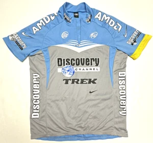 Trifemme Herren Größe L 1/2 Zip Radtrikot blau Logos Discovery Channel - Bild 1 von 8