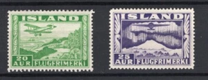 B486- Islandia, estampillas postales correos aéreos Scott #s C16 y C17 - Imagen 1 de 1