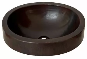 CPS09 16x13 Oval Skirted Semi-Recessed Vessel Copper Bathroom Sink Dark - Picture 1 of 7